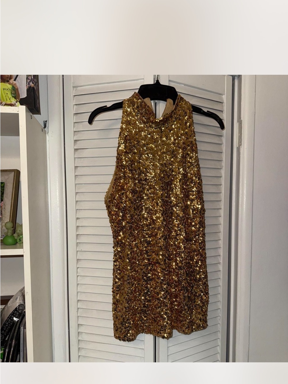 Gold Sequin high neck blouse size large